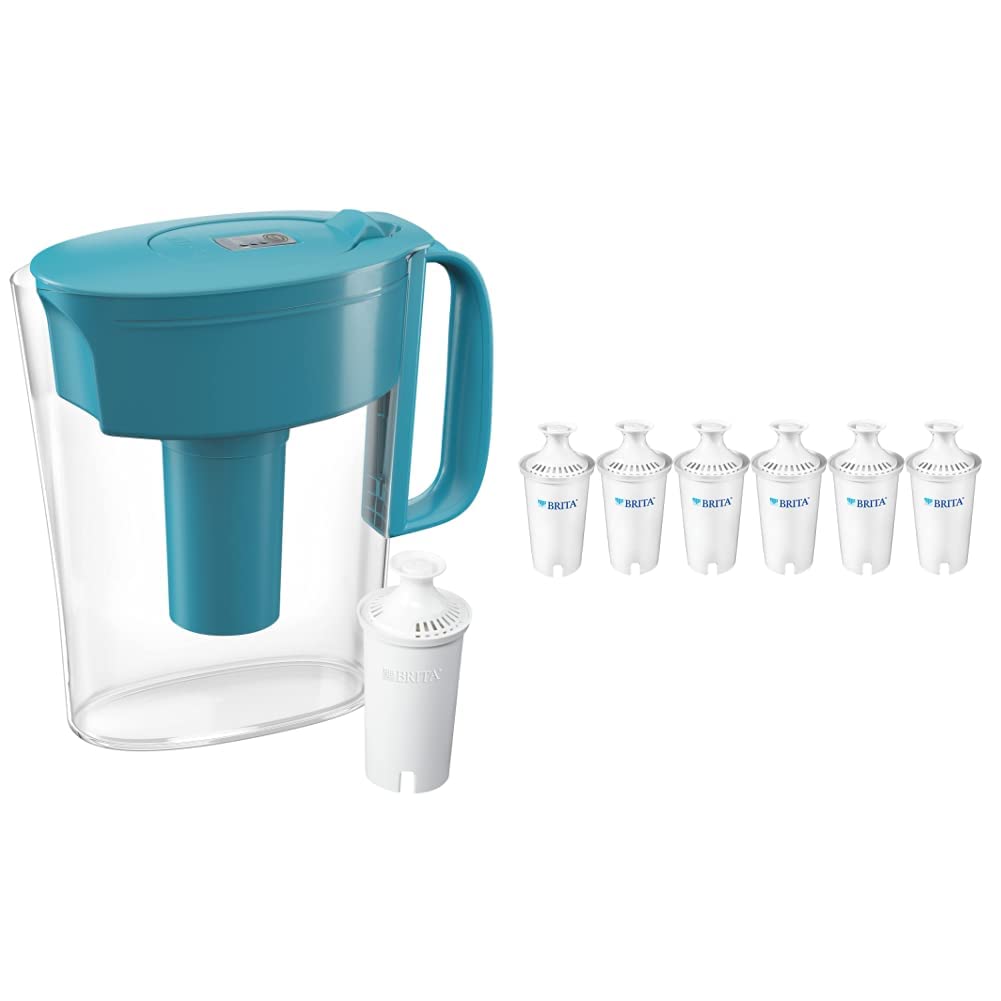 Brita Small 6 Cup Water Filter Pitcher, Made Without BPA, White, Metro, 4 Count Standard Replacement Filters