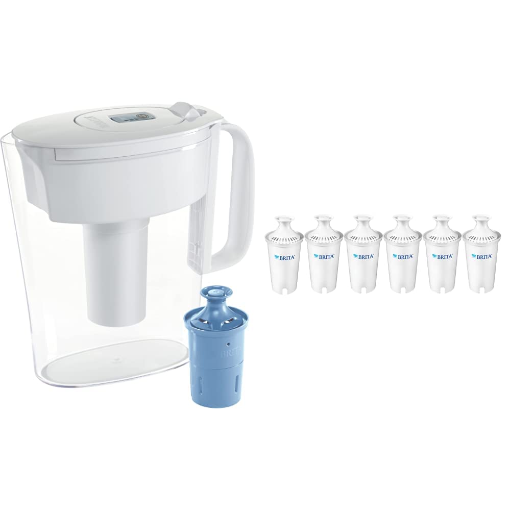 Brita Small 6 Cup Water Filter Pitcher, Made Without BPA, White, Metro, 4 Count Standard Replacement Filters