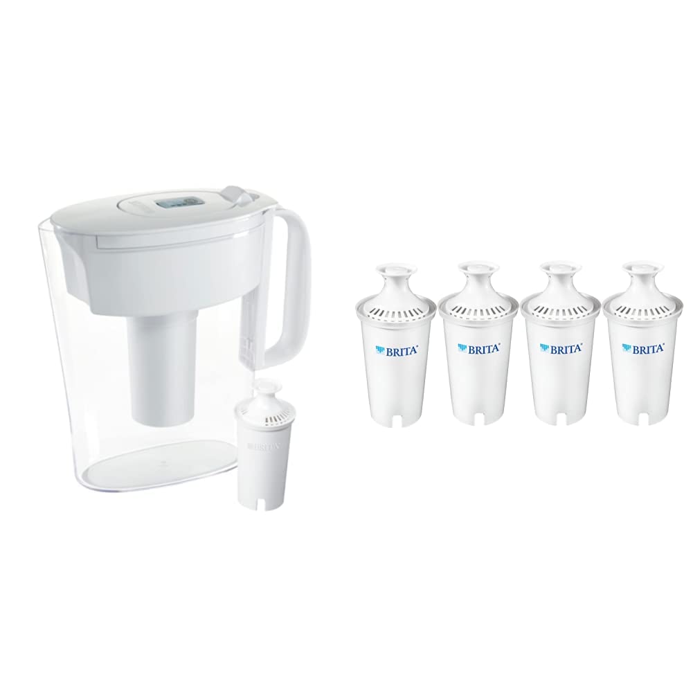 Brita Small 6 Cup Water Filter Pitcher, Made Without BPA, White, Metro, 4 Count Standard Replacement Filters
