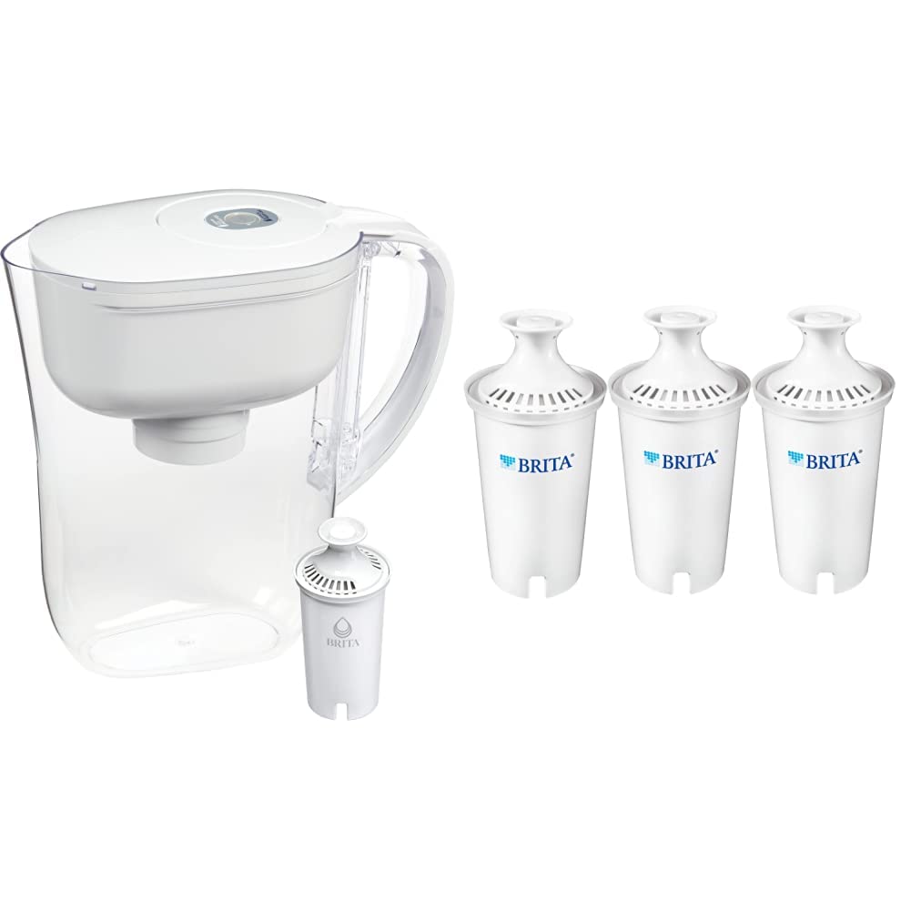 Brita Small 6 Cup Water Filter Pitcher, Made Without BPA, White, Metro, 4 Count Standard Replacement Filters