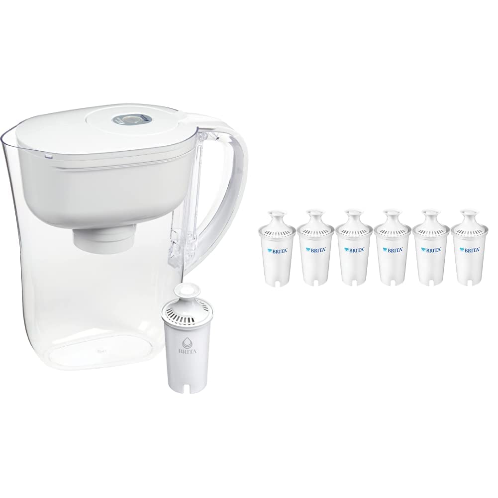 Brita Small 6 Cup Water Filter Pitcher, Made Without BPA, White, Metro, 4 Count Standard Replacement Filters