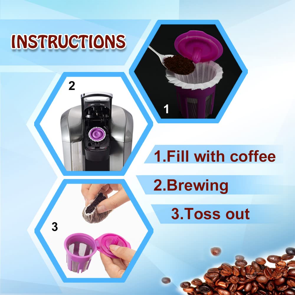 Reusable K Cups Coffee Filters 4 Pack Coffee Pods Compatible with Keurig Brewers 1.0 and 2.0Coffee Makers - Universal Kcup Filters Fit Refillable Kcup Coffee Pods