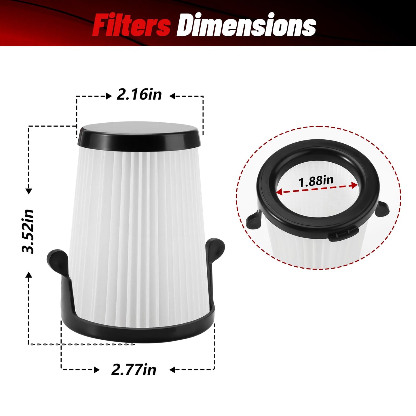 Replacement for Milwaukee 49-90-1950 HEPA Filter M12 0850-20 Compact VAC (2 pack)