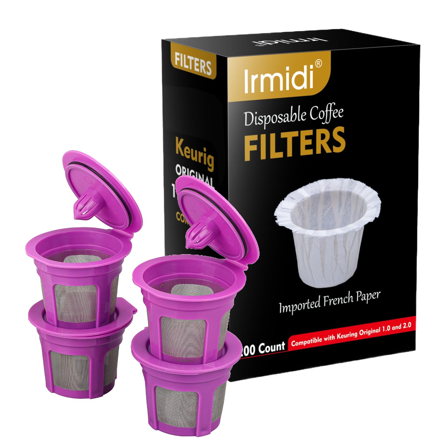 Reusable K Cups Coffee Filters 4 Pack Coffee Pods Compatible with Keurig Brewers 1.0 and 2.0Coffee Makers - Universal Kcup Filters Fit Refillable Kcup Coffee Pods