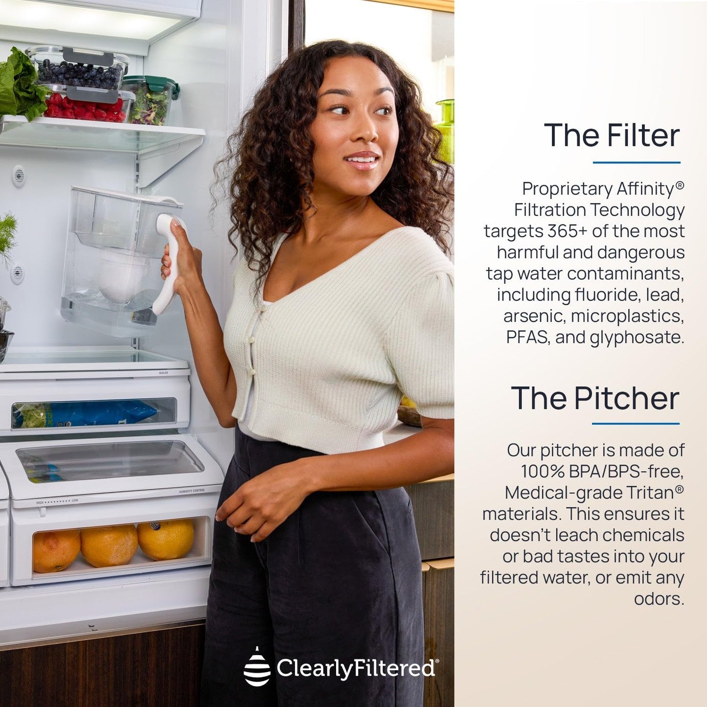 Clearly Filtered Water Pitcher with Filter + Additional Replacement Filter