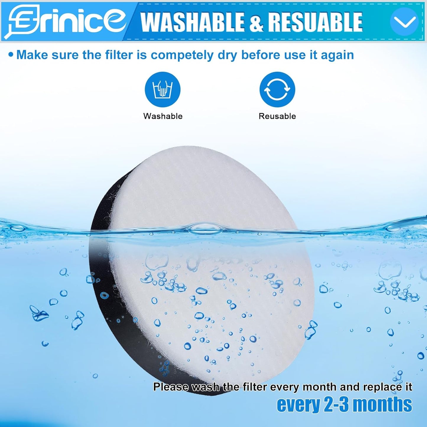 NEU100 Replacement Filter Compatible with Eureka Airspeed Compact Bagless Upright Vacuum NEU100 NEU10AE4 NEU10AE5 NEU102 Series Washable Foam Filters, Compare to Part # E0106, 6 Pack