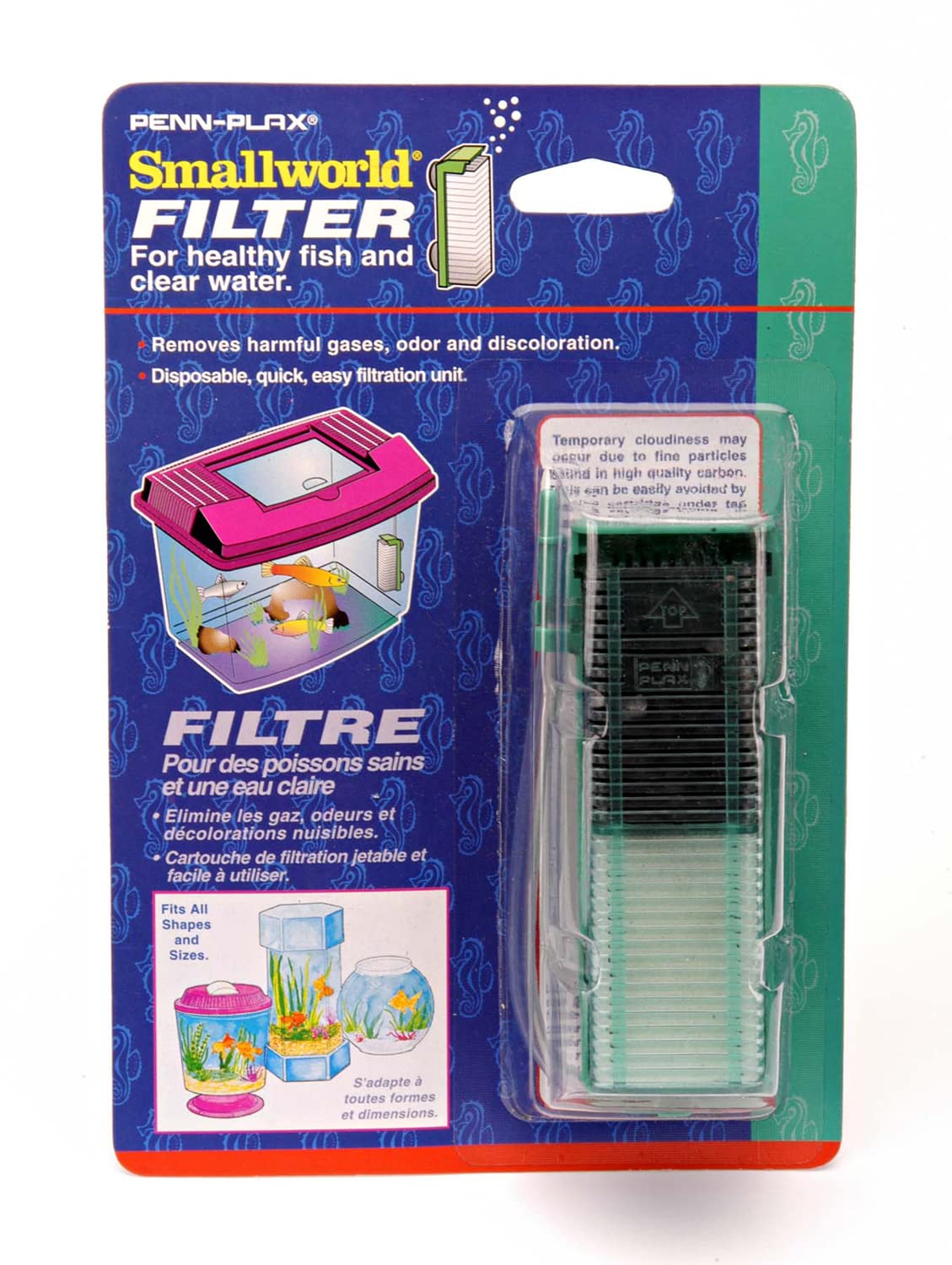 Penn-Plax Small World Aquarium Filter – Comes with a Disposable Media – Safe for Freshwater and Saltwater Setups (SWF1)