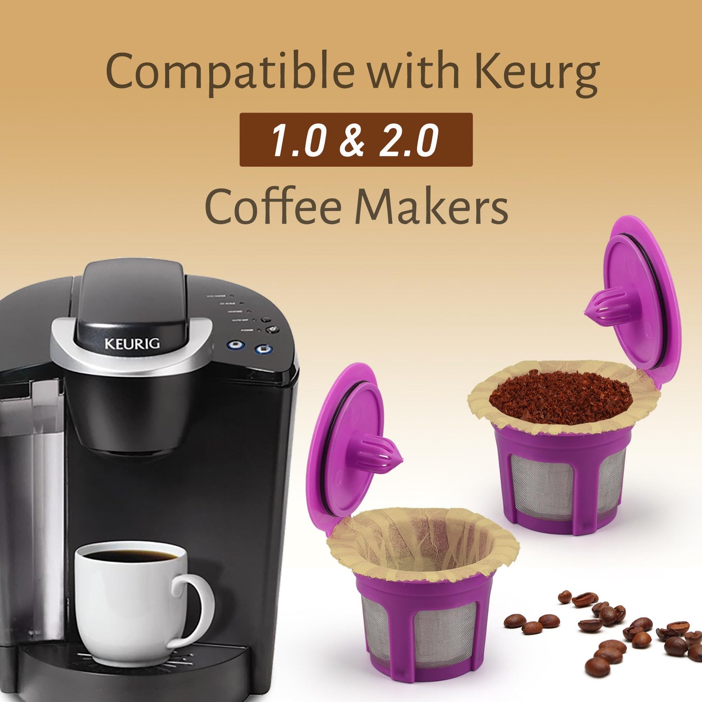 Reusable K Cups Coffee Filters 4 Pack Coffee Pods Compatible with Keurig Brewers 1.0 and 2.0Coffee Makers - Universal Kcup Filters Fit Refillable Kcup Coffee Pods