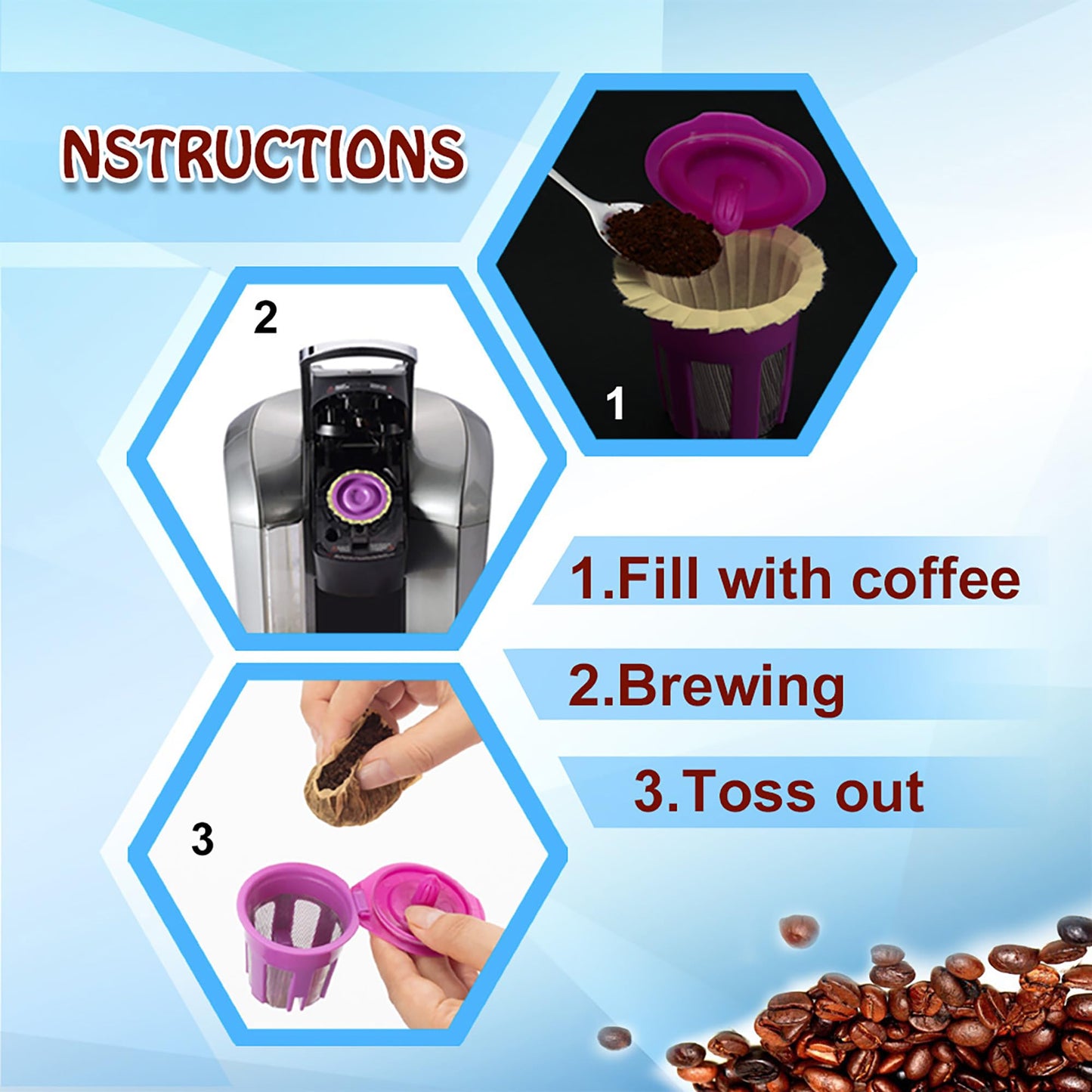 Reusable K Cups Coffee Filters 4 Pack Coffee Pods Compatible with Keurig Brewers 1.0 and 2.0Coffee Makers - Universal Kcup Filters Fit Refillable Kcup Coffee Pods