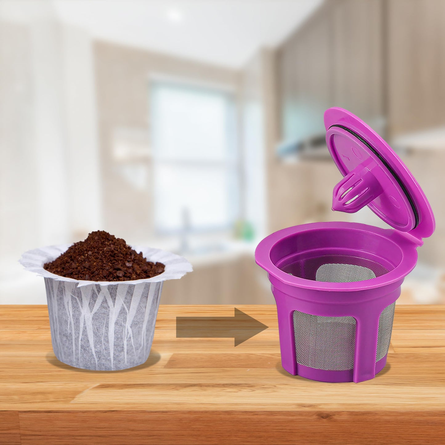 Reusable K Cups Coffee Filters 4 Pack Coffee Pods Compatible with Keurig Brewers 1.0 and 2.0Coffee Makers - Universal Kcup Filters Fit Refillable Kcup Coffee Pods