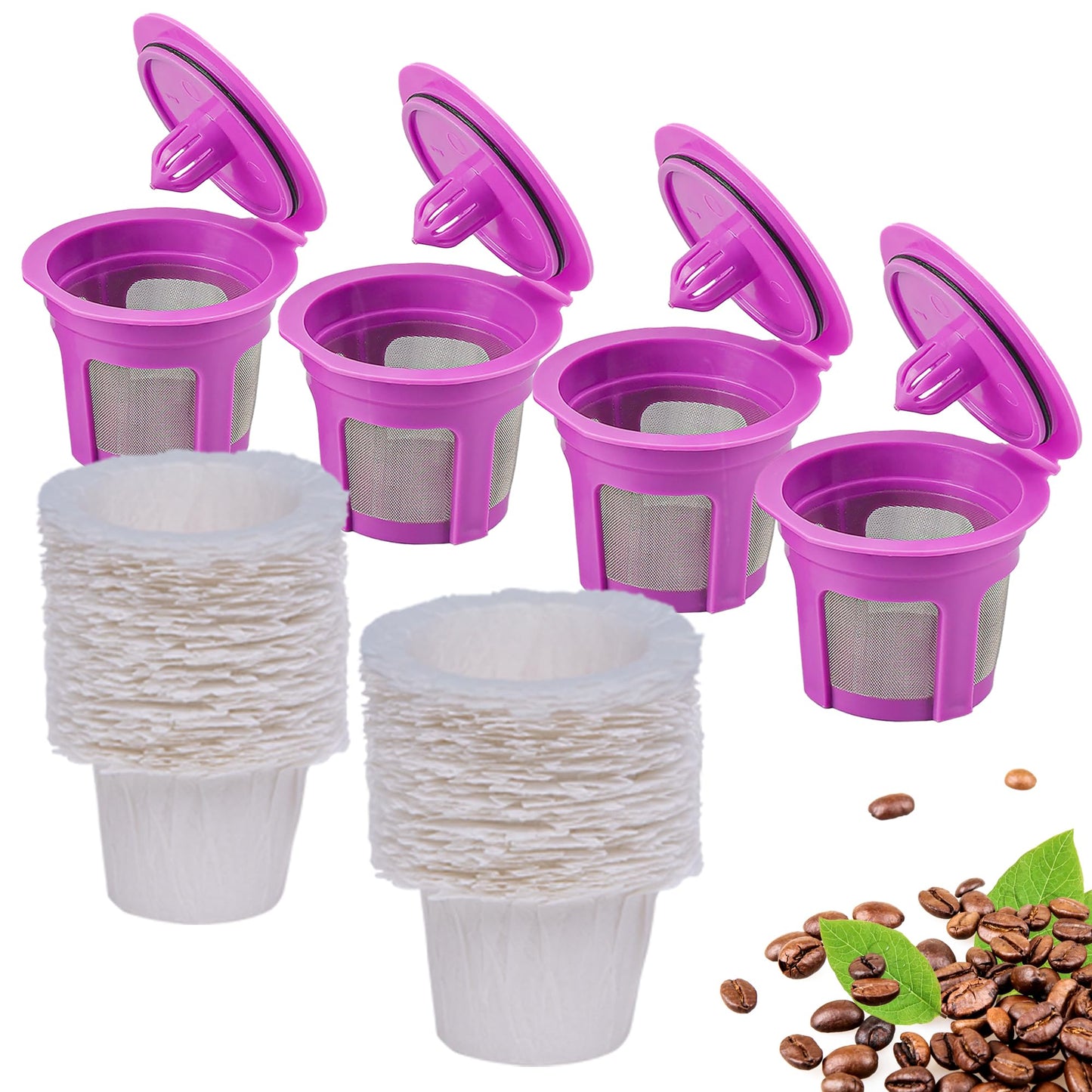 Reusable K Cups Coffee Filters 4 Pack Coffee Pods Compatible with Keurig Brewers 1.0 and 2.0Coffee Makers - Universal Kcup Filters Fit Refillable Kcup Coffee Pods