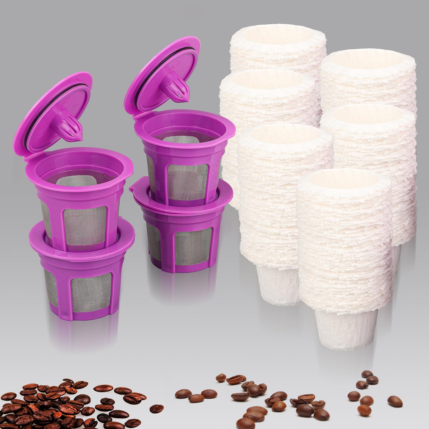 Reusable K Cups Coffee Filters 4 Pack Coffee Pods Compatible with Keurig Brewers 1.0 and 2.0Coffee Makers - Universal Kcup Filters Fit Refillable Kcup Coffee Pods