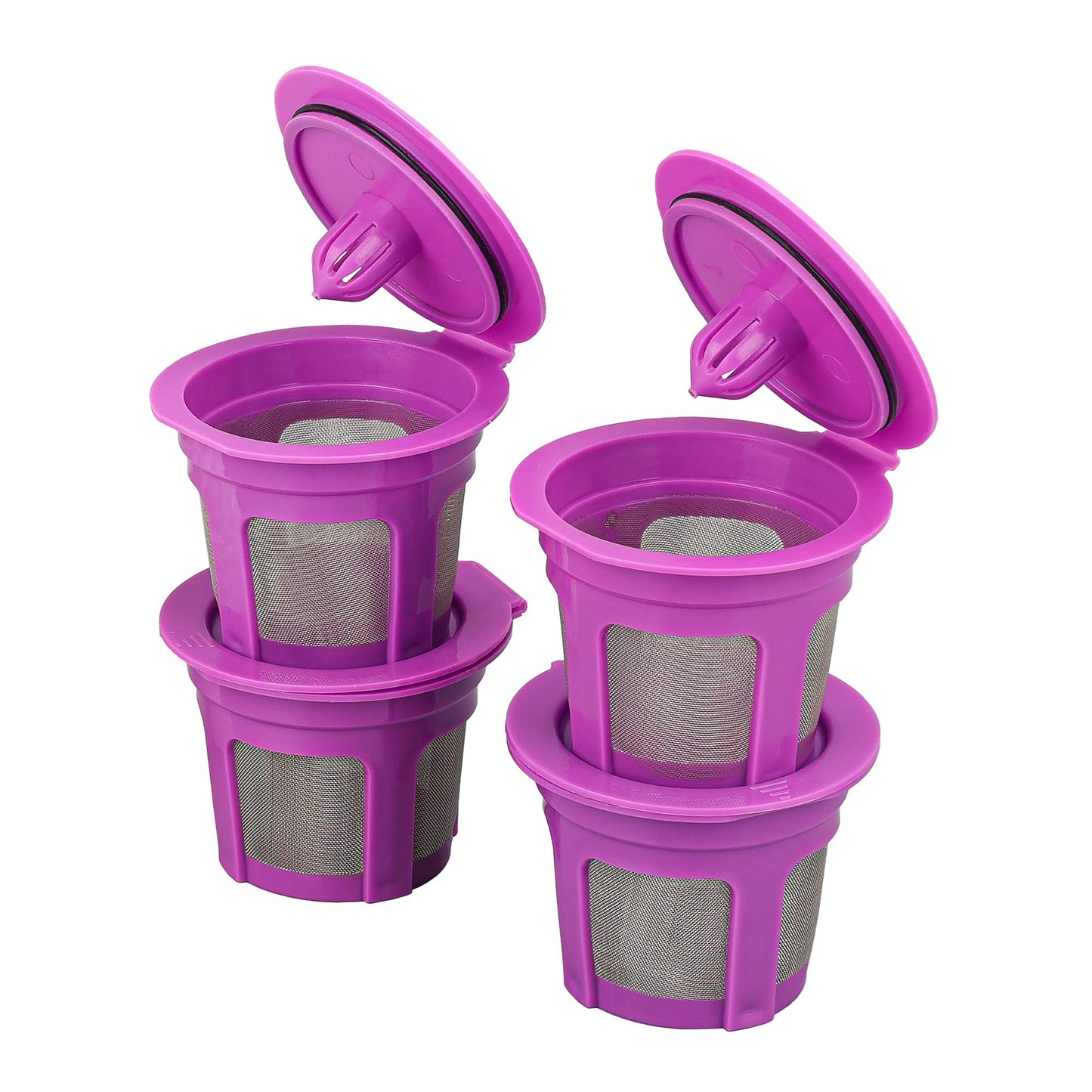 Reusable K Cups Coffee Filters 4 Pack Coffee Pods Compatible with Keurig Brewers 1.0 and 2.0Coffee Makers - Universal Kcup Filters Fit Refillable Kcup Coffee Pods