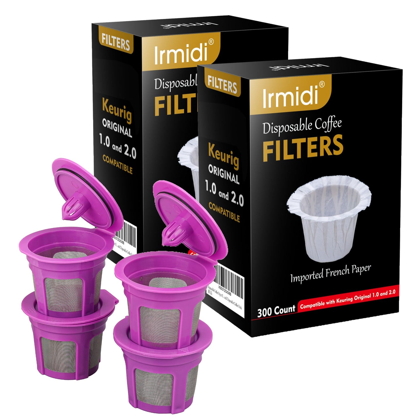 Reusable K Cups Coffee Filters 4 Pack Coffee Pods Compatible with Keurig Brewers 1.0 and 2.0Coffee Makers - Universal Kcup Filters Fit Refillable Kcup Coffee Pods