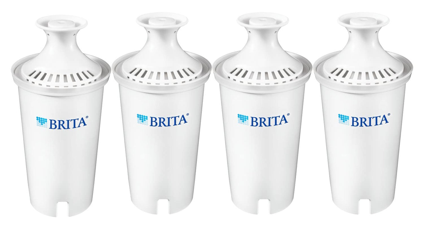 Brita Small 6 Cup Water Filter Pitcher, Made Without BPA, White, Metro, 4 Count Standard Replacement Filters