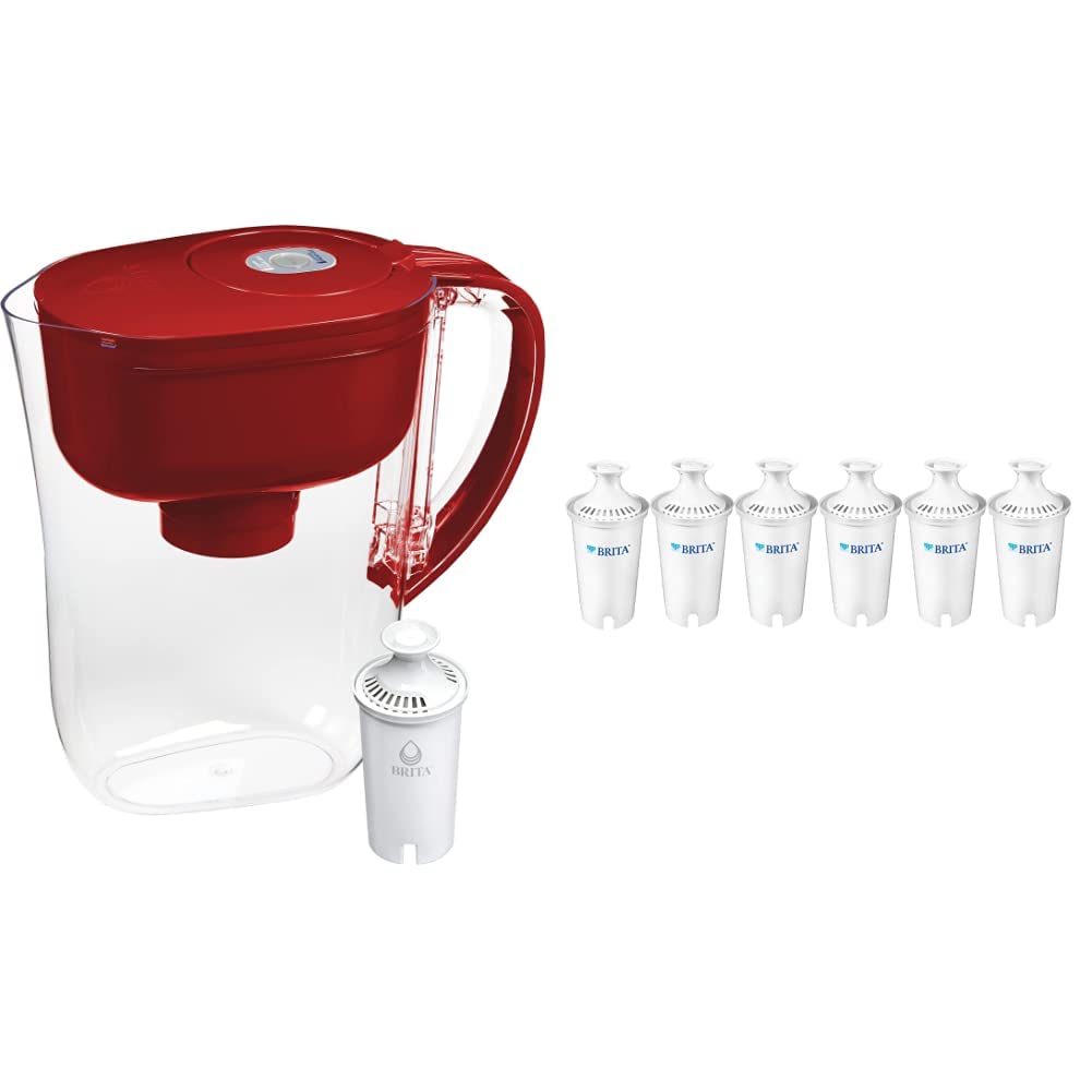 Brita Small 6 Cup Water Filter Pitcher, Made Without BPA, White, Metro, 4 Count Standard Replacement Filters
