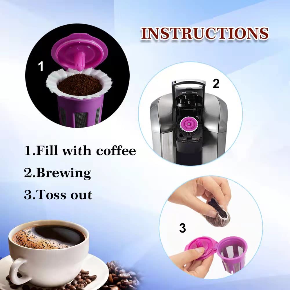 Reusable K Cups Coffee Filters 4 Pack Coffee Pods Compatible with Keurig Brewers 1.0 and 2.0Coffee Makers - Universal Kcup Filters Fit Refillable Kcup Coffee Pods