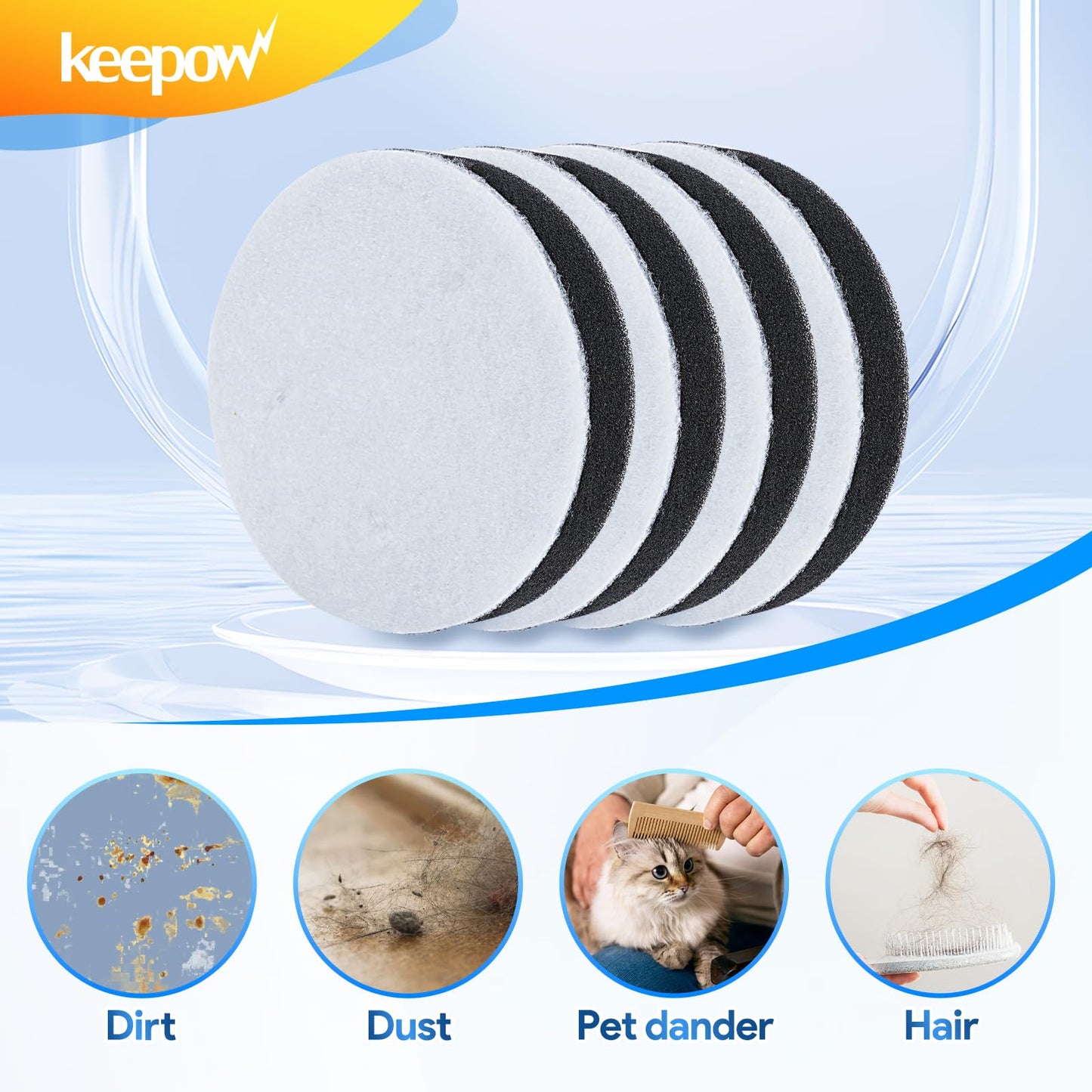 KEEPOW NEU100 Vacuum Filters for Eureka Airspeed Compact Bagless Upright Vacuum Cleaner NEU100, NEU10AE4, NEU10AE5, NEU10AE2, NEU102 Series, Part #E0106 (4 Pack)