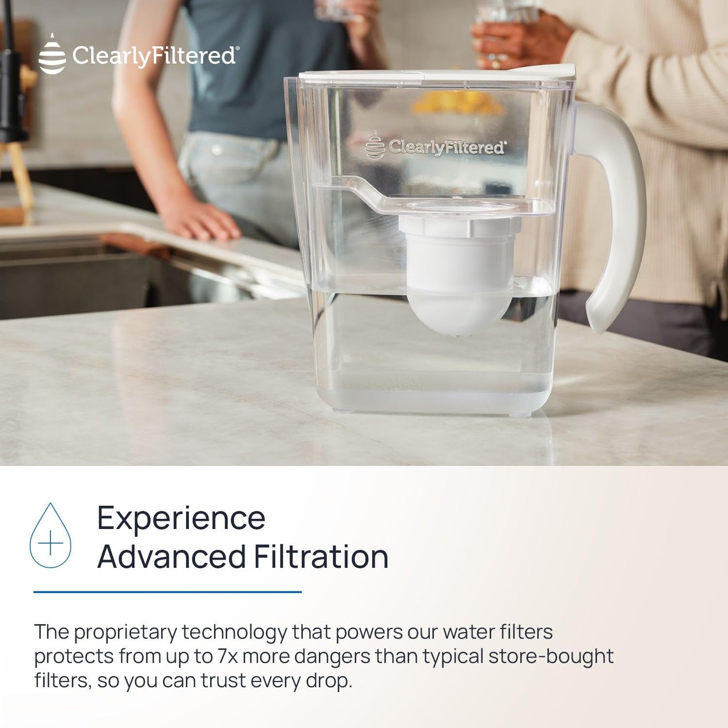 Clearly Filtered Water Pitcher with Filter + Additional Replacement Filter