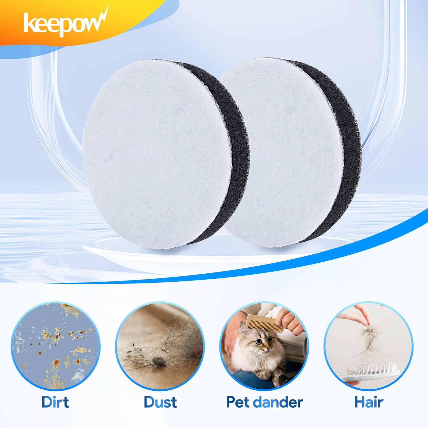 KEEPOW NEU100 Vacuum Filters for Eureka Airspeed Compact Bagless Upright Vacuum Cleaner NEU100, NEU10AE4, NEU10AE5, NEU10AE2, NEU102 Series, Part #E0106 (4 Pack)